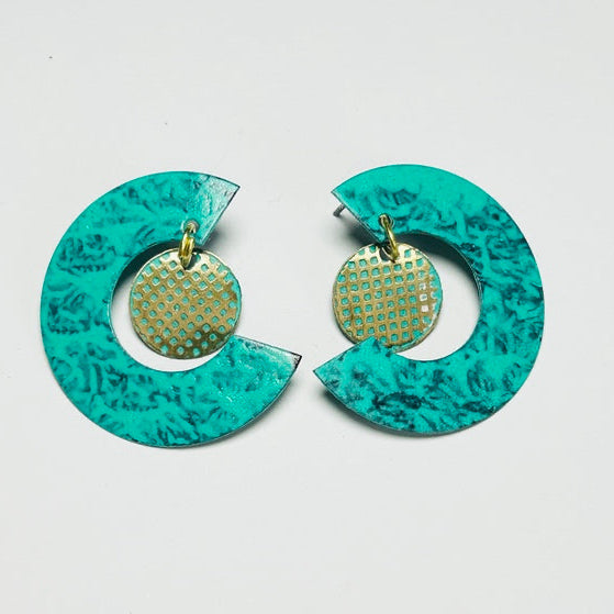 Chandini Brass earrings, Green (DOTG2)