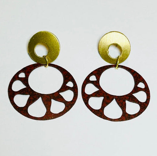 Rani Brass earrings, Berry (DOTG22)