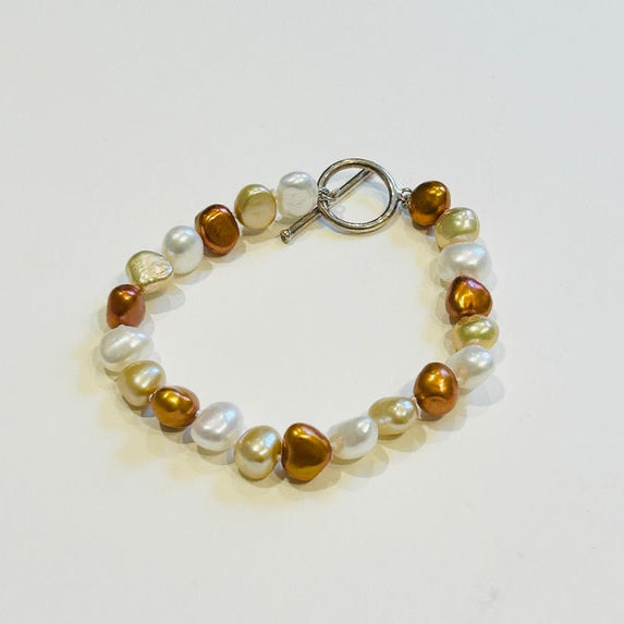 Pearl Bracelet, Mix tricolour pearls (PO34)
