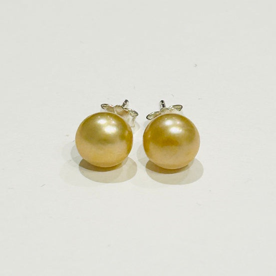 Champagne Button Pearl Stud earrings (PO35)