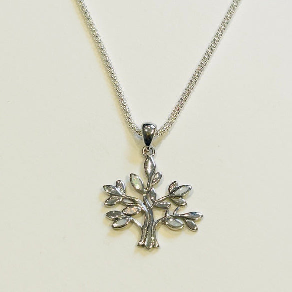 Tree of Life Abalone Pendant / Silver Chain (GJ05)