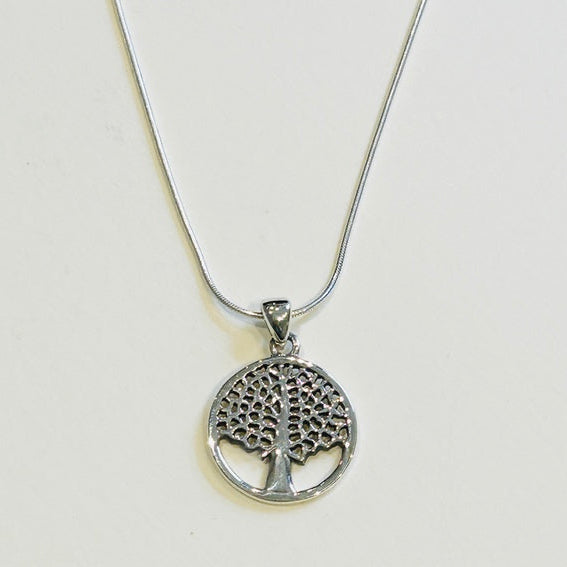 Tree of Life Circle Pendant 2 / Silver Chain (GJ09)