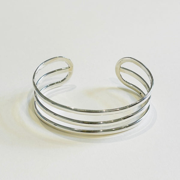 Triband Sterling Silver Cuff Bangle (GJ01)