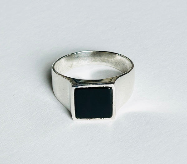 Back Onyx on Sterling on Silver (MAN RING)
