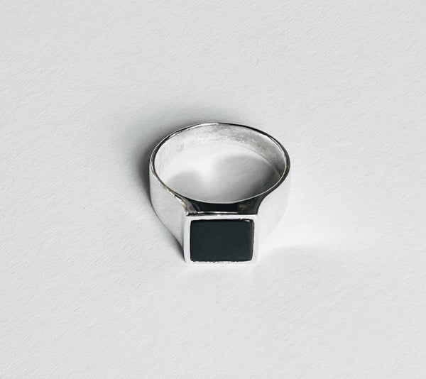 Back Onyx on Sterling on Silver (MAN RING)