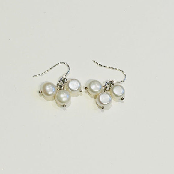 Bunched White Pearl hook earrings (PO25)