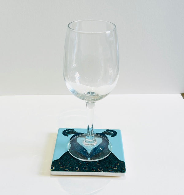 Peacock Lovers ceramic Coaster