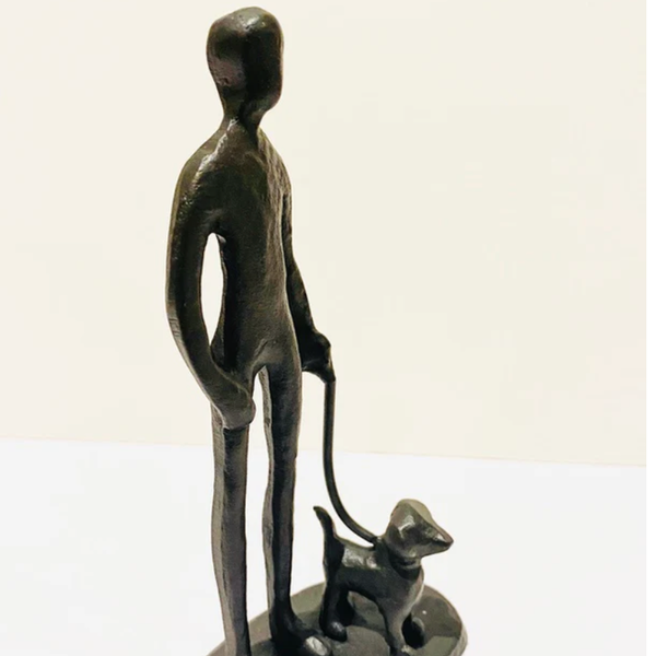 Standing with Dog. Welded Steel Art
