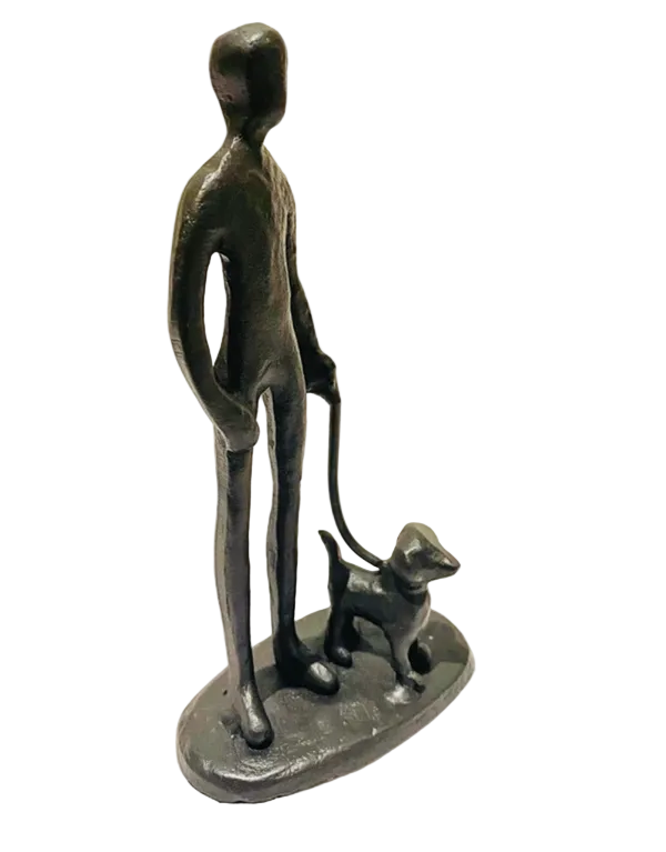 Standing with Dog. Welded Steel Art
