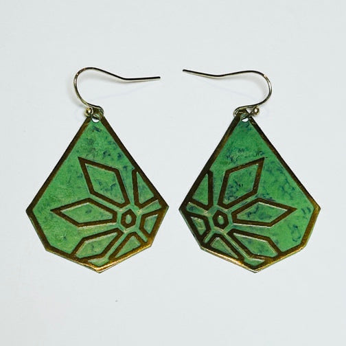 Vaatika Teardrop Brass earrings, Green (DOTG26)